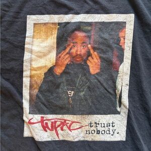 Tupac Black Graphic Tee with Trust Nobody Print